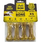 Delibon 7 cm Xs Boy 4'lü Paket Natural Deri Press Köpek Kemik