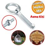 Delikli Halkali Metal Paslanmaz Civata M6 Somunlu Sabitleme Cekme Kaldirma Tavan Kancasi Asma Kit