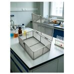 Delikli Sepetler, Tıbbi 304 Paslanmaz Çelik Sepet Mesh Delikli Sepetler Tepsi Geri Çekilebilir Saplı ve Laboratuvar Aletleri için Kapaklı (4mm 30x20x10cm)