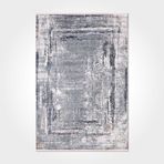 Delilah Çerçeveli Gri Pamuk Dikdörtgen Pamuk Makinada Yıkanabilir Kaymaz Taban Dijital Makine Baskı Salon Halı-I-Cr-Printed Carpet-2095PC-80x350