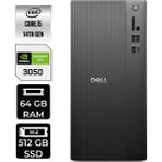 Dell Tower ECT1250 i5 14400 RTX 3050 Masaüstü Bilgisayar 64GB RAM 512GB SSD FreeDOS + Per4 USB RPLSR003UP493 - Siyah - Yok