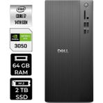Dell Tower ECT1250 i7 14700 RTX 3050 Masaüstü Bilgisayar 64GB RAM 2TB SSD FreeDOS + Per4 USB RPLSR007UP495 - Siyah - Yok