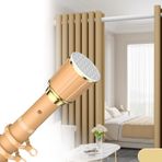 Delmeden Duş Perdesi Çubuğu, Ekstra Uzun 40-500 cm Ayarlanabilir Paslanmaz Çelik Gergi Çubuğu, Banyo ve Küvet için Kelepçe Çubuğu (Buğday Sarısı, Boyut: 2,1-3,0 m + 20 Yüzük)