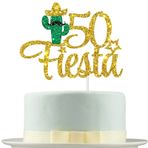 Deloklte 50 Fiesta Pasta Süsü - Yıllara Şerefe Parti Süslemeleri Meksika Temalı 50. Doğum Günü, Yıldönümü Malzemeleri Erkek Kadın için Mutlu Yıllar, Altın
