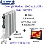 Delonghi Radias Trrs 1225C 2500 W 12 Dilim Yağlı Radyatör + Kumtel Soba Hediye