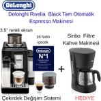 Delonghi Rivelia Black Tam Otomatik Espresso Makinesi + Sinbo Filtre Kahve Makinesi Hediye - 245x430x385 MM