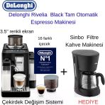Delonghi Rivelia Black Tam Otomatik Espresso Makinesi + Sinbo Filtre Kahve Makinesi Hediye