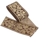 DELORIGIN Kahve renkli Boho jakarlı bant, çiçek bandı, 5 m, etnik nakış, polyester, düz şerit, 61 mm, dokuma dantel bant, kıyafet, çanta, şapka, hediye, dekoratif bant