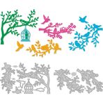 DELORIGIN Kuş dalı zımba parçaları, kart üretimi için, limon, karbon çelik çerçeve, zımbalama, kuş kafesi, kabartma şablonları, çerçeve, delme şablonları, yenilikler, koleksiyon defteri, kendin yap