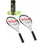 Delta 2 Adet Valley 27 Inç L2 Grip Yetişkin Tenis raketi + 2 Adet Tenis Çantası + 3 Adet Prof. Maç Topu - Siyah - Beyaz