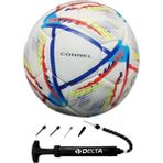 Delta Dura-Strong El Dikişli 4 Numara Futbol Topu Sert Zemin Kullanımı İçin İkili Set - Beyaz - Lacivert - Kırmızı