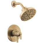 Delta Faucet Saylor 17 Serisi Altın Duş Vanası Trim Kiti, H2Okinetic Duş Başlığı, Delta Duş Sistemi, Duş Bataryası Seti, Duş Başlığı ve Kulp, Şampanya Bronz T17235-CZ (Valf Dahil Değildir)