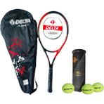 Delta Flame 27 Inç L2 Grip Kort Tenis Raketi 220 gr Özel Çanta ile 3 Adet Tenis Topu Seti - Kırmızı