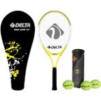 Delta Max Joys 19 İnç Çocuk Tenis Raketi 200 gr Ağırlık ve Sarı Renkli Çantası ile Set - 49 cm