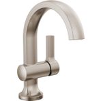 Delta Musluk Albion Tek Delikli Banyo Bataryası, Fırçalanmış Nikel Tek Kolu Banyo Bataryası, Banyo Lavabo Bataryası, Metal Push Pop-Up Drenaj Grubu, Spotshield Fırçalanmış Nikel 15855LF-SP