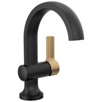 Delta Musluk Albion Tek Delikli Banyo Bataryası, Siyah/Altın Tek Kolu Banyo Bataryası, Banyo Lavabo Bataryası, Metal Push Pop-Up Tahliye Grubu, Mat Siyah/Şampanya Bronz 15855LF-GZ