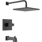 Delta Musluk Modern Raincan Kare Tek İşlevli Küvet ve Duş Trim Kiti Siyah, Küvet Bataryası Seti, Yağmur Duş Başlığı Siyah, Delta Duş Trim Kiti, Mat Siyah T14468-BL-PP (Vana Dahil Değildir)