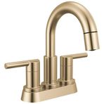 Delta Musluk Nicoli Pull-Down Centerset Banyo Bataryası, Altın Yüksek Ark 3 Delikli Püskürtücülü Banyo Lavabo Bataryası, Şampanya Bronz 25749LF-CZPD