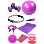 Delta PMS 65 cm Pilates Topu Çemberi 4 mm Minder +2 kg Fuşya Dambıl Seti
