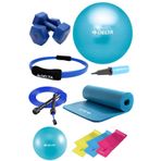 Delta PTS 15 mm Minder 55 cm Pilates Topu Çemberi +2 kg Mavi Dambıl Seti