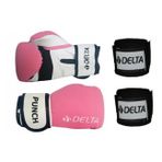 Delta Punch Dura Pembe Strong Boks Eldiveni + Boks El Bandajı Seti