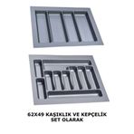 Deltaaks Çekmece Içi Düzenleyici Gri Renk Kaşıklık Ve Kepçelik 62x49 Cm - 57,5x40 Cm'e Kesilebilir - GRİ RENK
