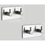 DELTAHOME Paslanmaz Çelik 2 Adet 2 Topuzlu Bornozluk Askılık Set - Yapışkan Bant İle Kolay Montaj - Vida Yok Delmek Yok! inox