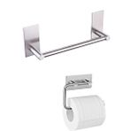 DELTAHOME Paslanmaz Çelik 30cm Havluluk Ve Tuvalet Kağıtlığı Set - Yapışkanlı Bant İle Anında Kolay Montaj - Vida Yok Delmek Yok! inox