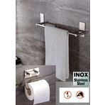 DELTAHOME Paslanmaz Çelik 40cm Havluluk ve Tuvalet Kağıtlığı Set - inox Yapışkan Bant Sistem