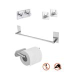 DELTAHOME Paslanmaz Çelik 40cm Havluluk Ve Tuvalet Kağıtlığı Set - Yapışkanlı Montaj - Vida Yok...