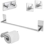 Deltahome Paslanmaz Çelik Set 40Cm Havluluk - Tuvalet Kağıdı Askılığı - Askılık Bornozluk - Kendinden Yapışmalı