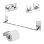 DELTAHOME Paslanmaz Çelik SET 40cm Havluluk - Tuvalet Kağıdı Askılığı - Askılık ve Bornozluk - Kendinden Yapışmalı