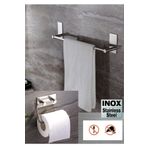 DELTAHOME Paslanmaz Çelik Yapışkanlı Havluluk 40cm Ve Tuvalet Kağıtlığı Set Anında Montaj Vida Yok!