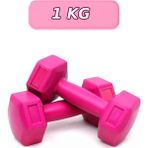 Delux 1 kg x 2 Adet Köşeli Fuşya Plastik Dambıl Seti Ağırlık Dumbell Setleri