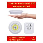 Deluxe Av Kamp Ev Okul Araba Otel Pilli Uzaktan Kumandalı Yapışkanlı Dayanıklı 3'Lü Led Spot 1 Adet