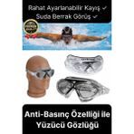 Deluxe Ayarlanabilir Kayış Deniz Havuz Su Geçirmez Plastik Antifog Kutulu Yetişkin Yüzücü Gözlüğü - Beyaz