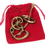 Deluxe Enigma Hanayama Döküm Metal Zeka Tanıtıcı Yapbozu, Seviye 6 Zorluk Derecesi, Kırmızı Kadife İpli Kese, Paketlenmiş Ürünler