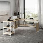 Deluxe Köşe Çalışma Masası - 150X60 - Beyaz - Safir Meşe