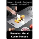 Deluxe Paslanmaz Çelik Et Meyve Kesme Tahtası Hijyenik Mutfak Gereci Antibakteriyel Kaymaz Şık