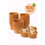 Delvos 100 Adet Kraft Kağıt Kek Kapsülü | Muffin Cupcake Kek Kapsülü | 100'lü Kağıt Kek Kalıbı