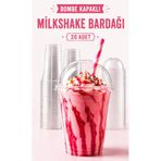 Delvos Bombe Kapaklı 400 Cc Plastik Pet Soğuk Kahve Limonata Milkshake Bardağı 20 Adet