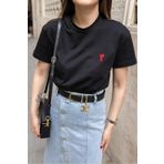 Demacia Kadın Siyah A Kalp Nakış İşlemeli Oversize T-Shirt