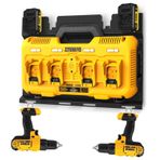 Demao DeWalt DCB104 Şarj ve Pil için Duvar Montaj Braketi, Metal Siyah Sağlam 4 Pil Tutucu ve Alet Odası ve Garaj için Şarj Tutucu