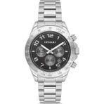 DEMARİ Demari Erkek Kol Saati Quartz Mekanizma Multifunction Gümüş Çelik Kordon Siyah Kadran Tachymeter Bezel – DM-00108G-A2