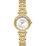DEMARİ Demari Kadın Kol Saati Quartz Mekanizma, Gold Çelik Kordon, Taş Detaylı Beyaz Kadran, Yuvarlak Kasa DM-00111L-B1