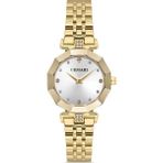 DEMARİ Demari Kadın Kol Saati Quartz Mekanizma, Gold Çelik Kordon, Taş Detaylı Gümüş Kadran, Çokgen Kasa DM-00103L-B1 - Beyaz