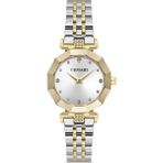 DEMARİ Demari Kadın Kol Saati Quartz Mekanizma, Gold & Gümüş Çelik Kordon, Taş Detaylı Gümüş Kadran, Çokgen Kasa DM-00103L-D1 - Beyaz