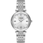 DEMARİ Demari Kadın Kol Saati Quartz Mekanizma, Gümüş Çelik Kordon, Taş Detaylı Gümüş Kadran DM-00104L-A1