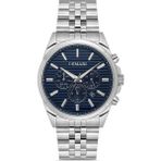 DEMARİ Erkek Kol Saati Quartz Mekanizma Full Fonksiyonlu – Gümüş Çelik Kasa Çizgili Lacivert Kadran DM-00113G-A3