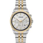 DEMARİ Erkek Kol Saati Quartz Mekanizma Full Fonksiyonlu – Gümüş & Gold Detaylı Çelik Kasa Gümüş Kadran DM-00113G-D1 - 1BW-Beyaz